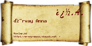Árvay Anna névjegykártya