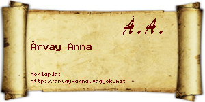 Árvay Anna névjegykártya