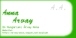 anna arvay business card
