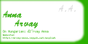 anna arvay business card